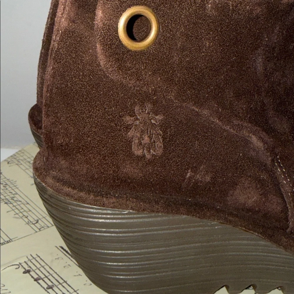 Fly London Brown Suede Wedge Ankle Boots - Made in Portugal - Size 36 (US 5.5-6)
